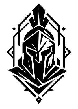 Spartan Helmet Emblem Black and White