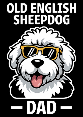 Old English Sheepdog Dad Cartoon
