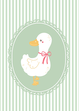 Cute Duckling with Pink Bow Illustration