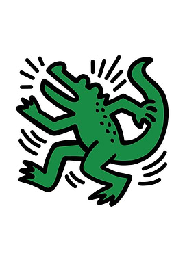 Green Alligator Pop Art Illustration
