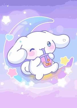 Cinnamoroll with Boba on Moon