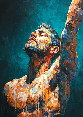 Abstract Man Portrait with Raised Arm