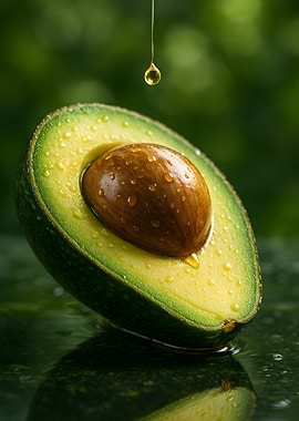 Fresh Avocado with Oil Drip