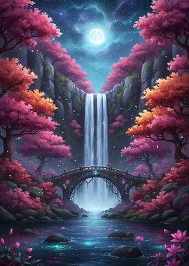 Fantasy Waterfall of Cherry Blossoms