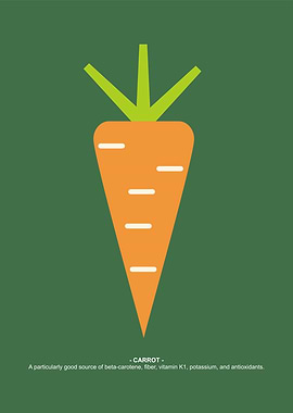 Minimalist Carrot Illustration on Green Background