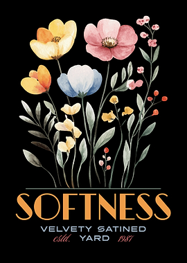 Floral Softness Watercolor Art on Black