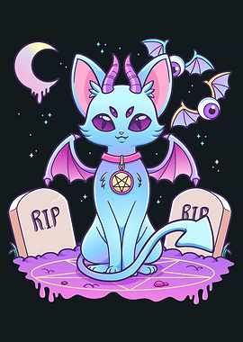 Pastel Goth Devil Cat