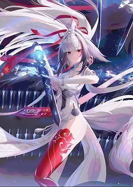 Anime Girl with Sword and Fox Tails