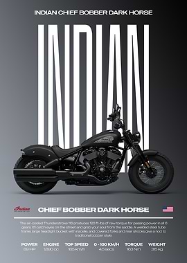 Indian Chief Bobber Dark Horse Motorcycle Poster