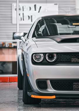 Silver Dodge Challenger Front View