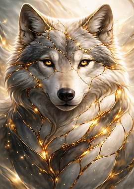 Golden Veined Wolf Portrait