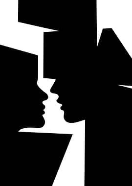 Abstract Faces Silhouette Art