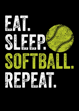 Eat Sleep Softball Repeat Graphic