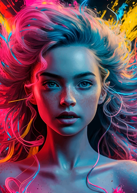 Colorful Portrait with Vibrant Hair
