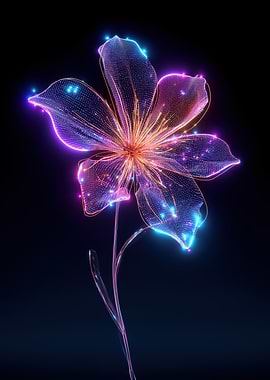 Neon Flower Digital Art