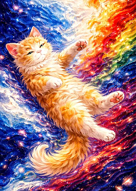 Cosmic Cat Floating in Space