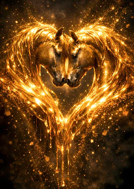 Horses Couple - Luxury Animal Wall Art - Romantic Gift Decor