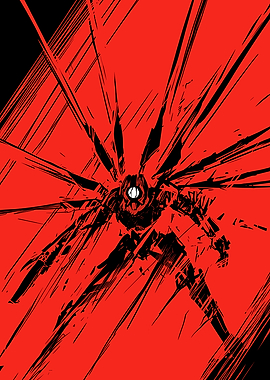 Red and Black Robot Illustration