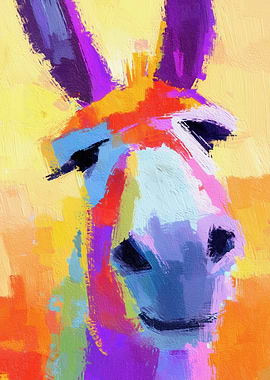 Colorful Donkey Portrait Painting