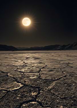 Cracked Earth Under Moonlight