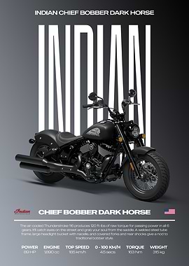 Indian Chief Bobber Dark Horse Motorcycle Poster