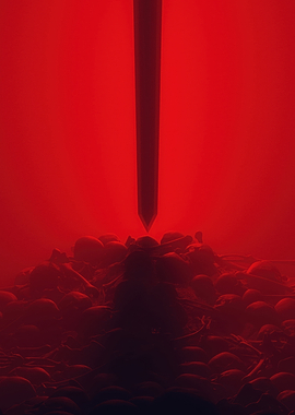Red Monochromatic Abstract Scene