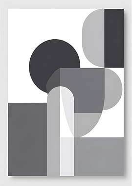 Abstract Geometric Art in Grayscale