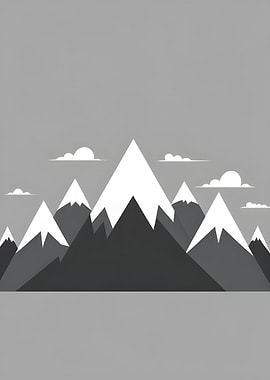 Minimalist Mountain Range in Grayscale