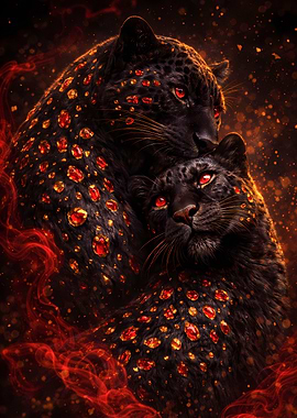 Jaguar Couple - Luxury Animal Wall Art - Romantic Gift Decor