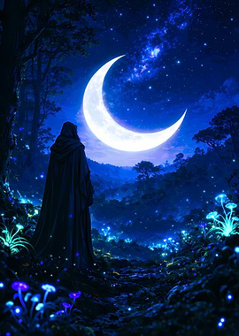 Mystical Night: Moonlit Forest