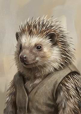 Hedgehog in Vest Portrait