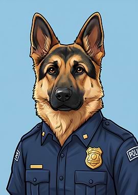 German Shepherd Police Officer Cartoon