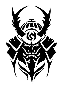 Samurai Warrior Mask Black and White