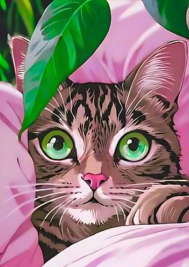 Cute Tabby Cat with Green Eyes
