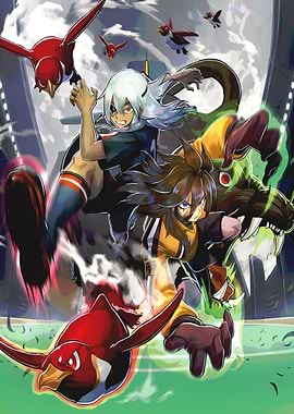 Dynamic Anime Duo with Bird Companions