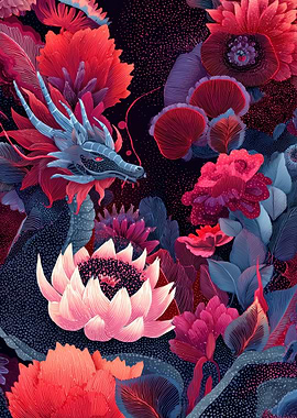 Dragon and Floral Fantasy