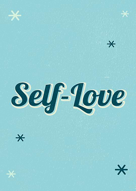 Self-Love Teal Retro Text Art