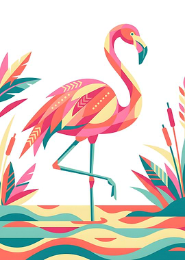 Geometric Flamingo Illustration