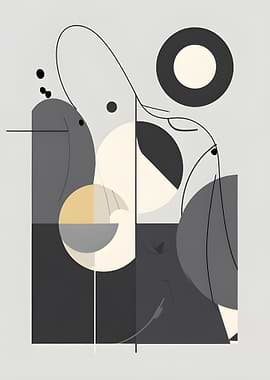 Abstract Geometric Composition in Grayscale