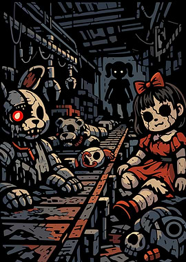 Creepy Doll Factory Illustration