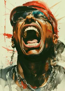 Expressive Portrait of a Man Screaming