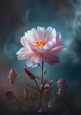 Pink Peony Flower with Buds