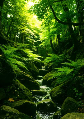 Lush Green Forest Stream