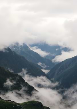 Misty Mountain Valley Landscape