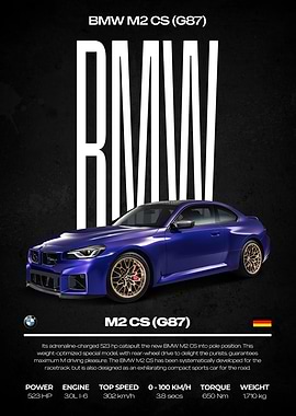 BMW M2 CS (G87) Car Poster