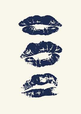 Lip Prints in Navy Blue