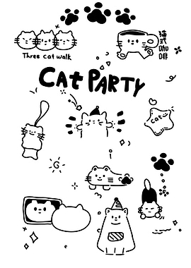Cat Party Doodle Art