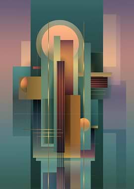 Abstract Geometric Art Deco Composition