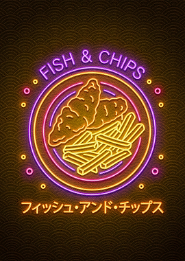 Neon Fish and Chips Sign