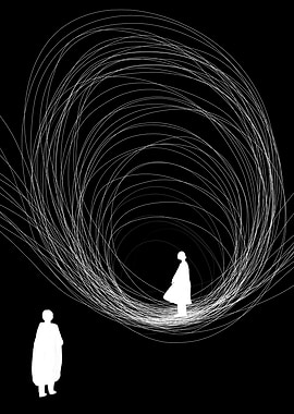 Abstract Figures in a Swirling Void